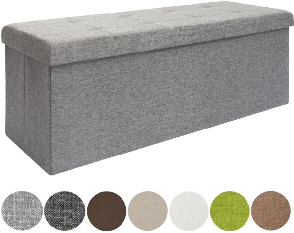 Faltbare Sitzbank 110x38x38cm Sitztruhe inkl. 2 Trennwände 120L Polsterbank Grau Bild 2