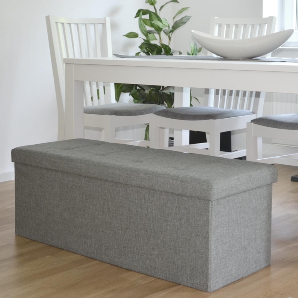 Faltbare Sitzbank 110x38x38cm Sitztruhe inkl. 2 Trennwände 120L Polsterbank Grau Bild 6