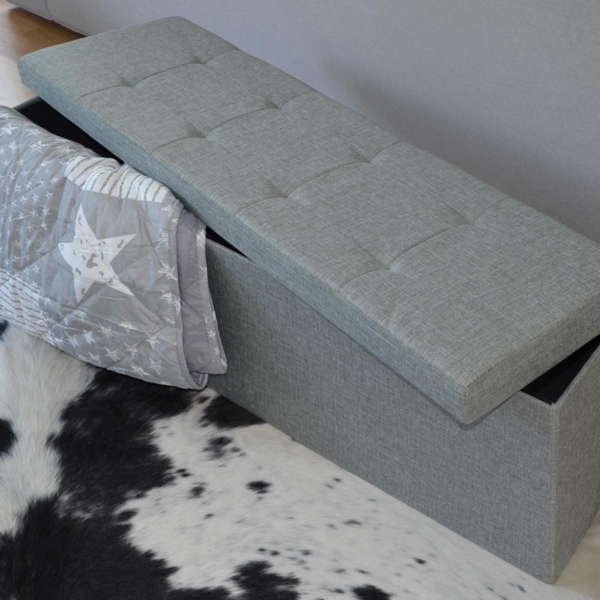 Faltbare Sitzbank 110x38x38cm Sitztruhe inkl. 2 Trennwände 120L Polsterbank Grau Bild 8