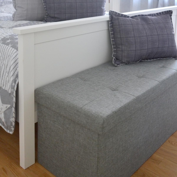 Faltbare Sitzbank 110x38x38cm Sitztruhe inkl. 2 Trennwände 120L Polsterbank Grau Bild 5