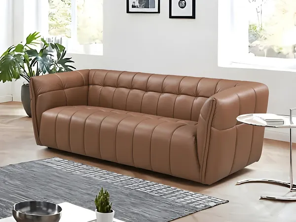 Vente-unique - DUGORI Sofa Leder Braun - B 92,5 cm x H 74 cm x L 222 cm