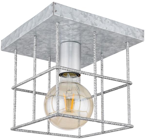 Deckenleuchte, quadratisch, Käfig, Betonstahl-Gitter, L 20 cm