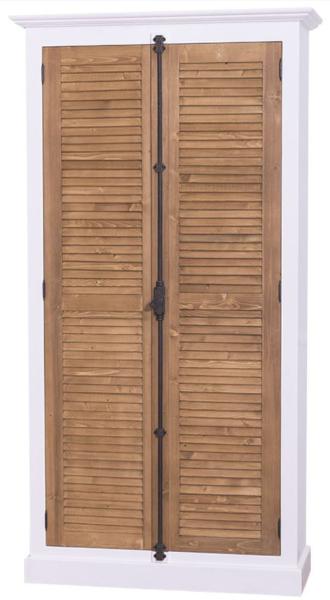 Casa Padrino Landhausstil Kleiderschrank Weiß / Braun 109 x 39 x H. 210 cm - Landhausstil Schlafzimmermöbel