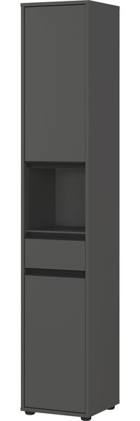 Hochschrank >GW-LEMONT< Türen und Schublade mit Dämpfung, Graphit - 33x181x34cm (BxHxT)