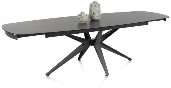 LAZIO Esstisch grau Keramik auf Glas 140cm x 100cm x 77cm