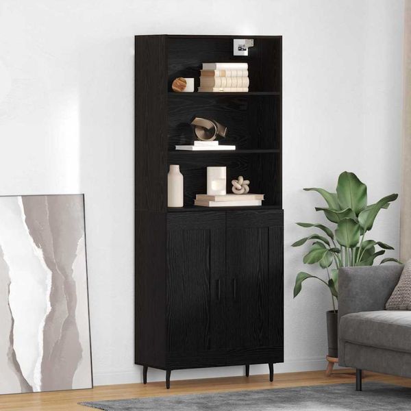 vidaXL Highboard Schwarz Eichen-Optik 69,5 x 34 x 180 cm 3416230