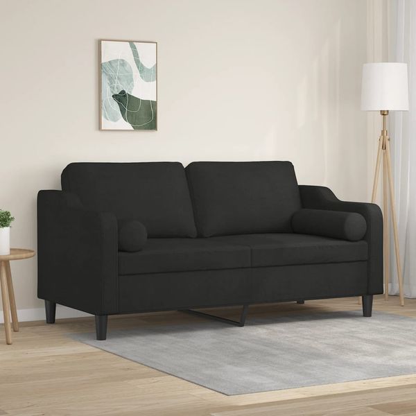 vidaXL 2-Sitzer-Sofa mit Zierkissen Schwarz 140 cm Stoff 3200849