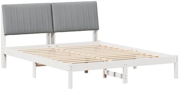 vidaXL Bettrahmen mit Kopfteil Weiß 150 x 200 cm Massives Kiefernholz 3394417
