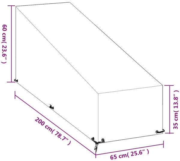 vidaXL Abdeckung für Sonnenliege 12 Ösen 200x65x35/60 cm Polyethylen 319344 Bild 9
