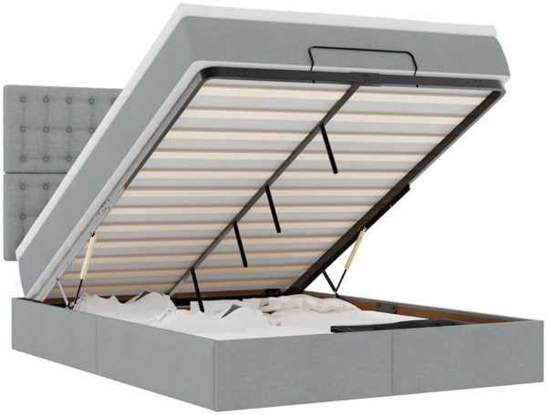 vidaXL Ottoman-Bett mit Matratze Hellgrau 140x190 cm Stoff 3313320