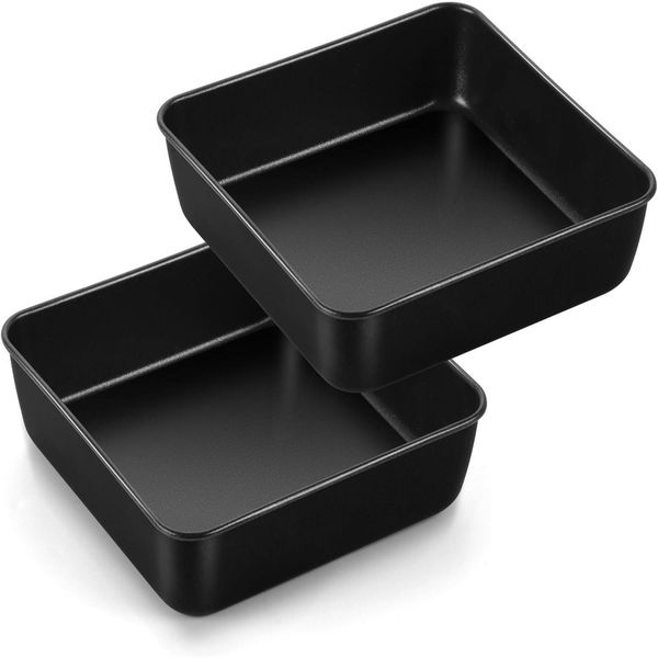 TEAMFAR Quadratische Auflaufform 2er Set Edelstahl Antihaft Lasagne Brownie 15cm