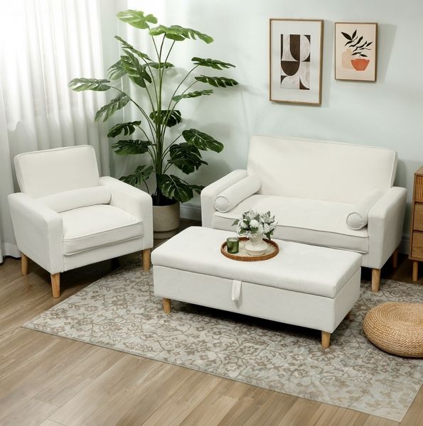 2-Sitzer-Sofa 130 x 74,5 x 82 cm – gepolstertes Sofa mit Samtoptik, Kautschukholzbeinen und Tufting