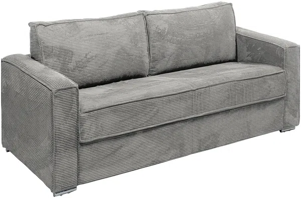 Vente-unique - LORETO Sofa SamtStoff Grau - B 223 cm95 cm x H 90 cm x L 215 cm Bild 2