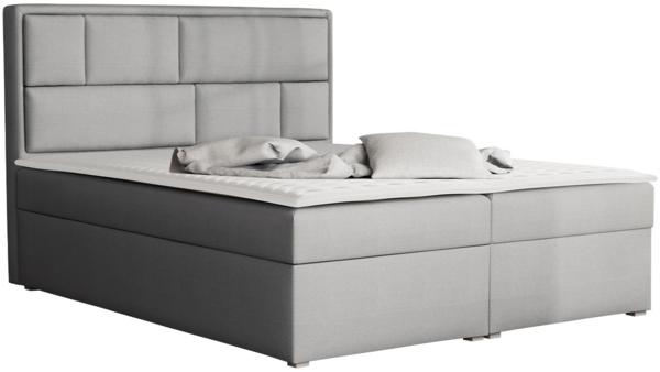 Boxspringbett Deco Box, Hellgrau, 160x200 cm