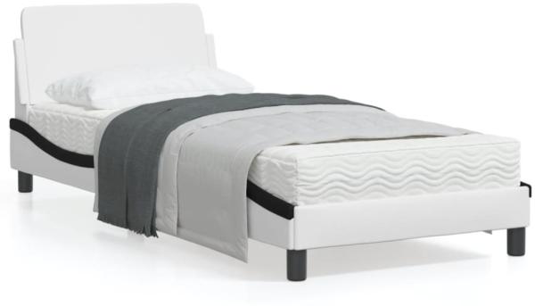 vidaXL Bettgestell "Dover" Weiß und Schwarz 90x190 cm Kunstleder 373104