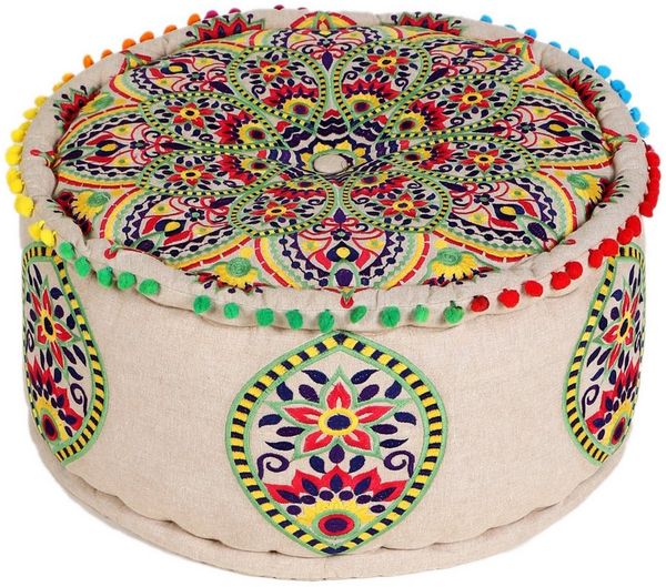 Marrakesch Orient & Mediterran Interior Pouf Orientalische Deko Pouf Hocker Bodenkissen Hakika 50cm bunt (1-St), Handarbeit