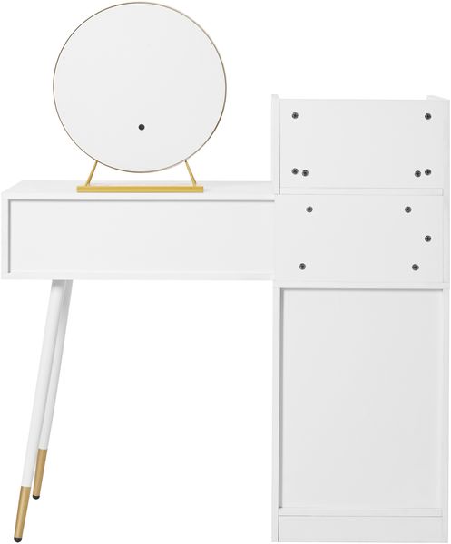 Schminktisch mit LED-Spiegel 100x41,5x102 cm, Weiß, ausziehbare Platte & 6 Schubladen (ohne Hocker) Bild 9