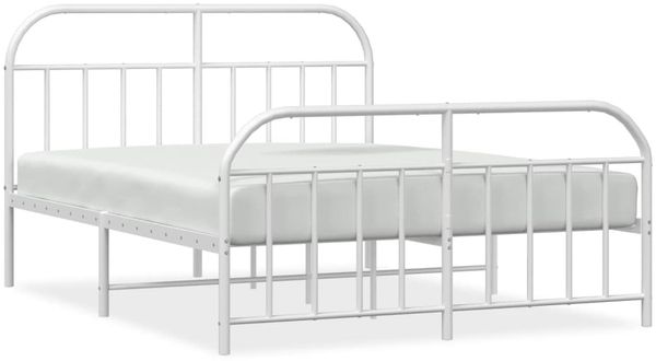 vidaXL Bettgestell mit Kopf- und Fußteil Metall Weiß 140x200 cm 353703 Bild 2