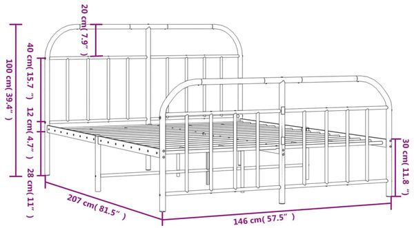 vidaXL Bettgestell mit Kopf- und Fußteil Metall Weiß 140x200 cm 353703 Bild 10