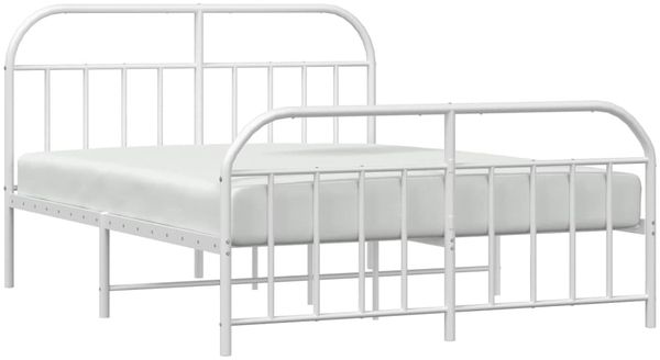 vidaXL Bettgestell mit Kopf- und Fußteil Metall Weiß 140x200 cm 353703 Bild 5