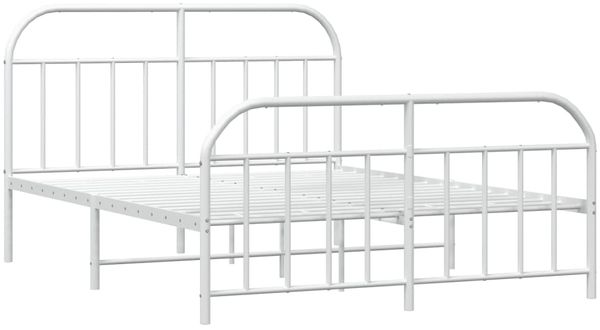 vidaXL Bettgestell mit Kopf- und Fußteil Metall Weiß 140x200 cm 353703 Bild 3