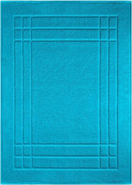 Lashuma Badematte - Duschvorleger, Höhe 5 mm, Frottee, schnell trocknend, 450 GSM, robuster Aufhänger Mittig, Made in Portugal, extra Saugstark, Baumwolle, rechteckig, Bad Läufer türkis weich 50x70 cm