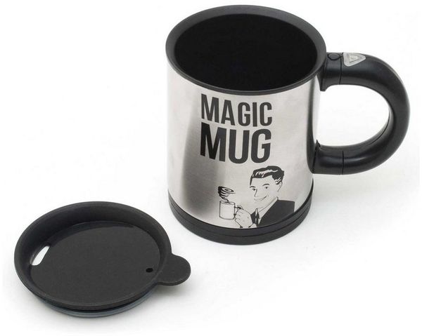 Goods+Gadgets Tasse Magic Mug Becher, Edelstahl, Selbstrührende Kaffeetasse