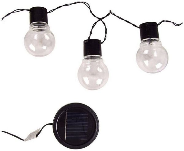 Spetebo LED-Hängeleuchte LED Solar Lichterkette mit 10 Glühlampen, LED, warm weiß, energiesparend, Lichterkette Glühbrinen Gartenlichterkette