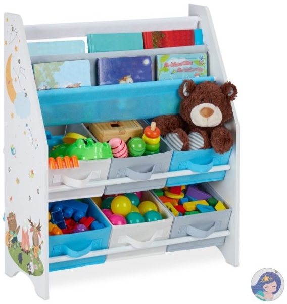 Kinderregal mit 6 Boxen & 2 Hängefächern