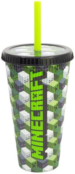 Minecraft Golden Treasure Trinkbecher 790 ml mit strukturierter Oberfläche und Deckel für unterwegs