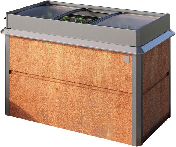 PRIMEYARD 150 x 85 x 77 cm Hochbeet Nele, Cortenstahl, Rost-Optik | inkl. Frühbeetaufsatz und Schneckenschutz