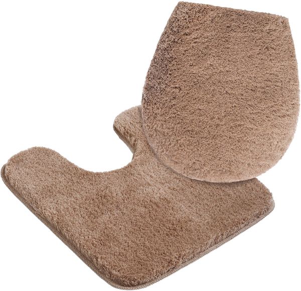 OTTO home Badematte Merida, Badvorleger, Badezimmer Teppich, Höhe 32 mm, rutschhemmend beschichtet, schnell trocknend, strapazierfähig, fußbodenheizungsgeeignet, Kunstfaser, 2-tlg. Stand-WC Set, Badteppich, Uni Farben, rechteckig, rund & als 2-tlg. Set...