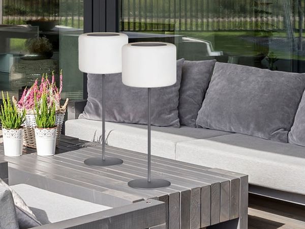 2er SET RGB Tischlampen dimmbar mit Fernbedienung, per USB & Solar aufladbar