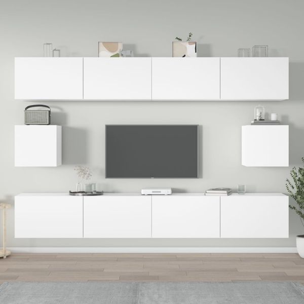 6-tlg. TV-Schrank, TV banc Weiß Holzwerkstoff