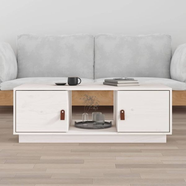 vidaXL Couchtisch Weiß 100x50x35 cm Massivholz Kiefer 818266