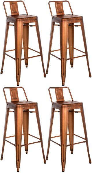 CLP Barhocker 4er Set mit Lehne im Industrial-Look Mason, mit Rückenlehne,kupfer