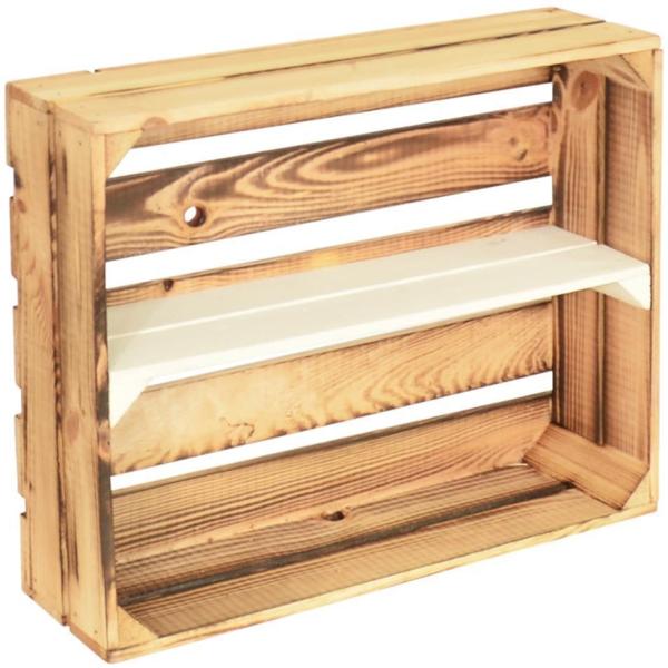 CHICCIE Holzregal Schmalhanz 50 x 40 x 15 cm - Hell Geflammt Weiß 1x Langes Regal