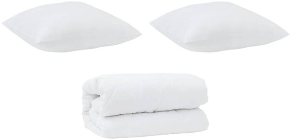 vidaXL Bettdecke mit Kissen 3 pcs Weiß Mikrofaser 3378164