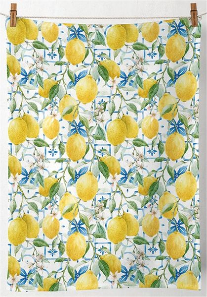 Ambiente® Geschirrtuch Mediterranean lemons, (1-tlg, 1-teilig), Geschirrtücher ca. 50x70cm Baumwolle