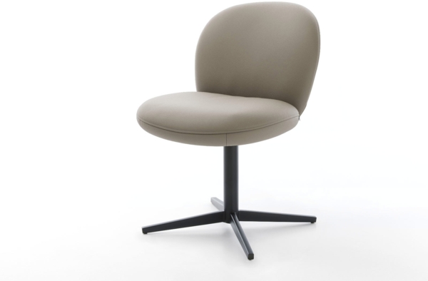 Drehstuhl Nube-Flex Echt-Leder Schlamm Fußkreuz Schwarz 360° drehbar Taschenfederkern