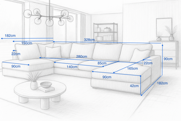 Ecksofa FABIO 328x182 cm mit Schlaffunktion, Bonellfederkern und Bettkasten Bild 3
