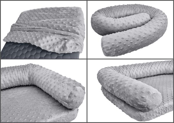Bezug mit Seitenpolster grau für Tierbett V-30.6060x40
