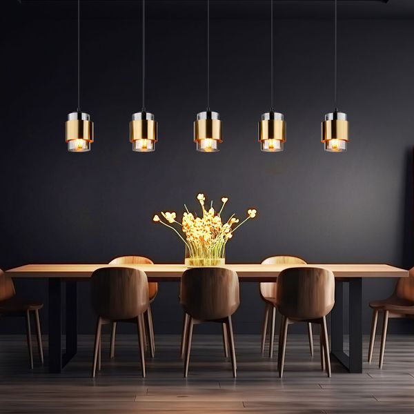 Pendellampe, Metall, Glas rauchfarben, 5 Flammig, L 105 cm