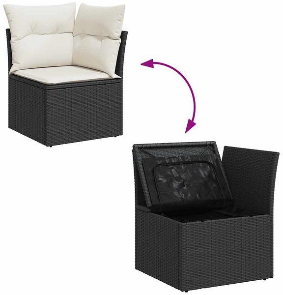 vidaXL 8-tlg. Garten-Sofagarnitur mit Kissen Schwarz Poly Rattan 3326437 Bild 8