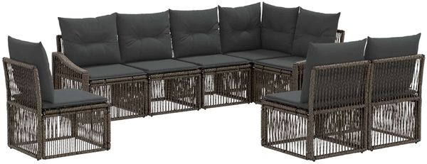 vidaXL Gartensofa-set 8 pcs Grau Poly-Rattan 3436022