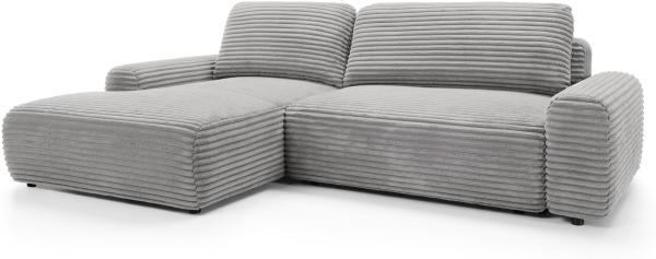 Selsey 'Alferia' Ecksofa mit Schlaffunktion, Breitcord-Bezug, greige, linksseitig, 82 x 264 x 162 cm