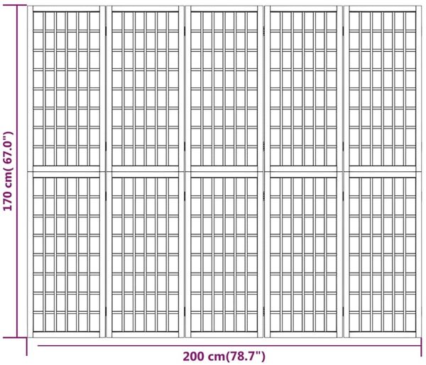 vidaXL 5-tlg. Paravent Japanischer Stil Faltbar 200x170 cm 352085 Bild 7