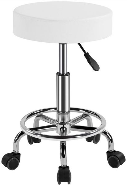 Yaheetech Drehhocker Barhocker Höhenverstellbarer Barstuhl mit Rollen, 50,5 cm – 65 cm H Arbeitshocker mit Drehbarer Sitzfläche