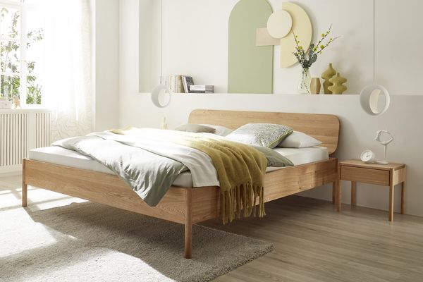 Doppelbett Metallfrei 'Natura Oak II' 180x200cm Wildeiche massiv