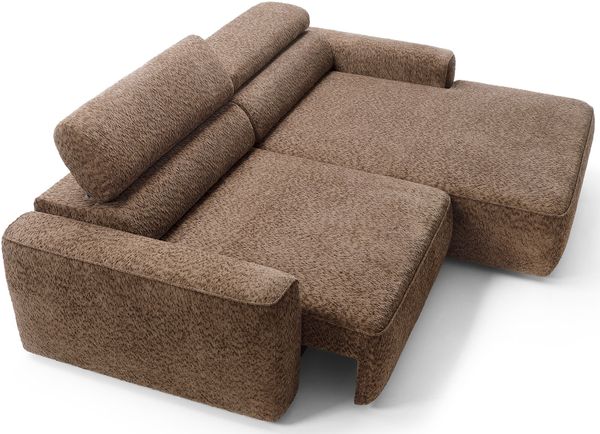 Selsey 'Fando' Ecksofa mit elektrischem Sitzauszug, Ottomane rechts, Chenille Hellbraun Bild 4